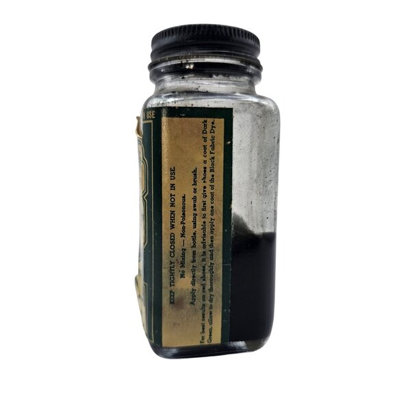 Vintage Evangeline Fabric Slipper Dye Glass Bottle Pitch Black Decorative - Picture 3 of 16